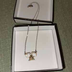 Artisan Made Goldtone Groucho Glasses Pendant Necklace With Lobster Clasp